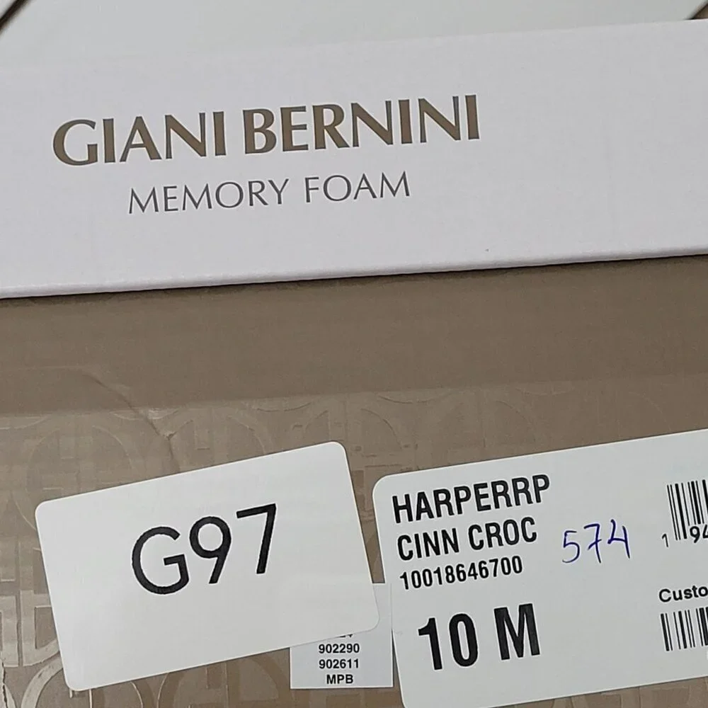 NEW Giani Bernini Harperr Memory Foam Platform W Cinnamon Croc  10 Sandals